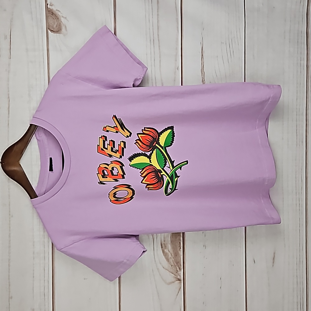 Obey Red Flower Graphic T-Shirt - Small
